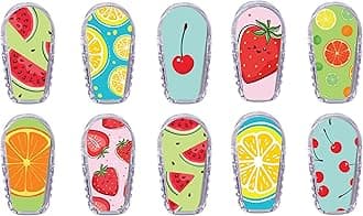 Adhesive Transmitter Stickers for Dexcom G6 (10 Count) – Pair with Glucomart CGM Patches, Waterproof & Durable (Fruits Variety Pack) (G6 Stickers)
