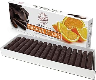 Sweet Candy Company Dark Chocolate Orange Sticks - Gourmet Chocolate Covered Sticks, Chocolate Fruit Flavored Sticks, Gift Idea for Holidays, Gluten Free, Kosher - 10.5 oz Box
