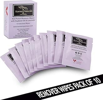 Karma Organic Natural Nail Polish Remover Wipes with Soybean and Lavender Oil, 100% Soy Based, Non-Toxic, Vegan, Cruelty-Free – Pack of 10
