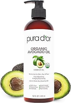 16 Oz ORGANIC Avocado Oil - 100% Pure & Natural USDA Certified Cold Pressed Carrier Oil For DIY Beauty, Non-Greasy, Unscented, Hexane Free Liquid Moisturizer - Face Skin & Hair - Men & Women