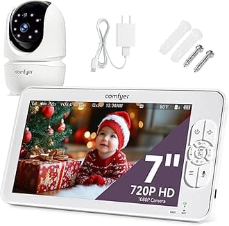 Baby Monitor with 1080P Camera 7 Inch 720P HD Video Baby Monitor with Camera without WiFi, 6000 mAh Battery, IR Night Vision Wide Angle Lens 2-Way Audio Vox Mode 300 m Range