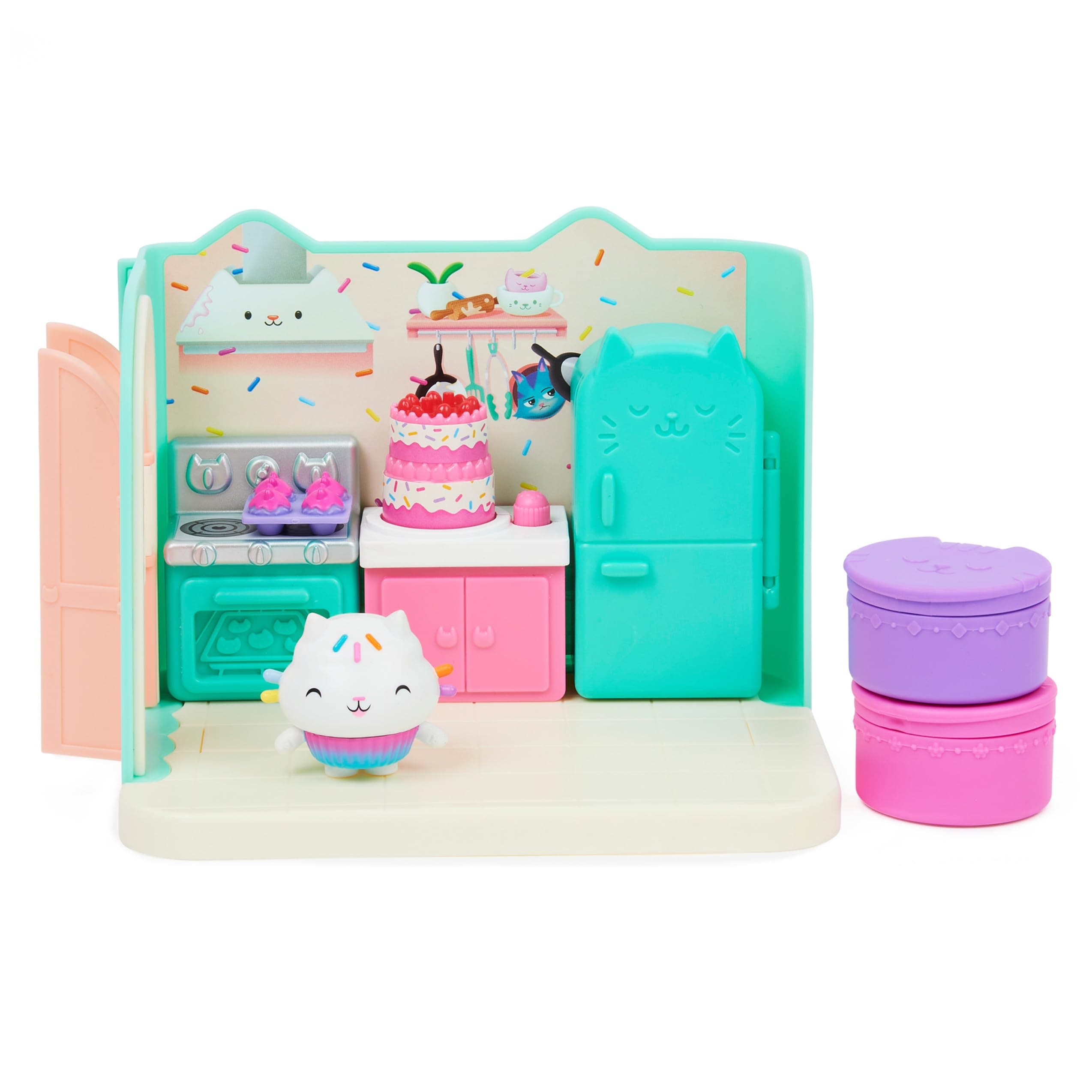 Gabby’s Dollhouse, Bakey with Cakey Kitchen with Figure and Accessories, 3 Furniture Pieces and 2 Surprises, Kids’ Toys for Ages 3 and above, Bright/Pastel