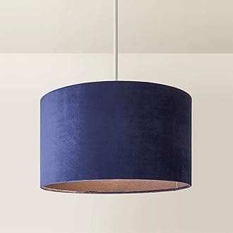 MiniSun | Medium Modern Navy Blue Velvet Drum Light Shade | Lamp Shades, Home Décor & Improvement Essential | 35cm Shade Width