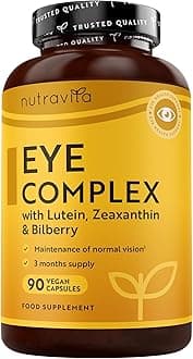 Lutein Natural Eye Supplement – 90 Vegan Capsules - Zeaxanthin, Bilberry Extract, Vitamins A, B12 & Zinc – for Maintenance of Normal Vision – Made in The UK