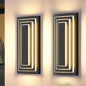 3-Tier 15.7 in Outdoor Light Fixture Black Exterior Wall Light LED Modern Wall Sconce Waterproof Outdoor Garage Lighting 24 W Front Door Light 3000K Warm White Acrylic Wall Lamp 2 Pack