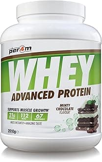 Whey Protein Powder | High Protein Shake for Muscle Growth & Recovery | Low Sugar Gym Supplement | Sports Nutrition Drink + Amino Acids (2010g, Minty Chocolate)