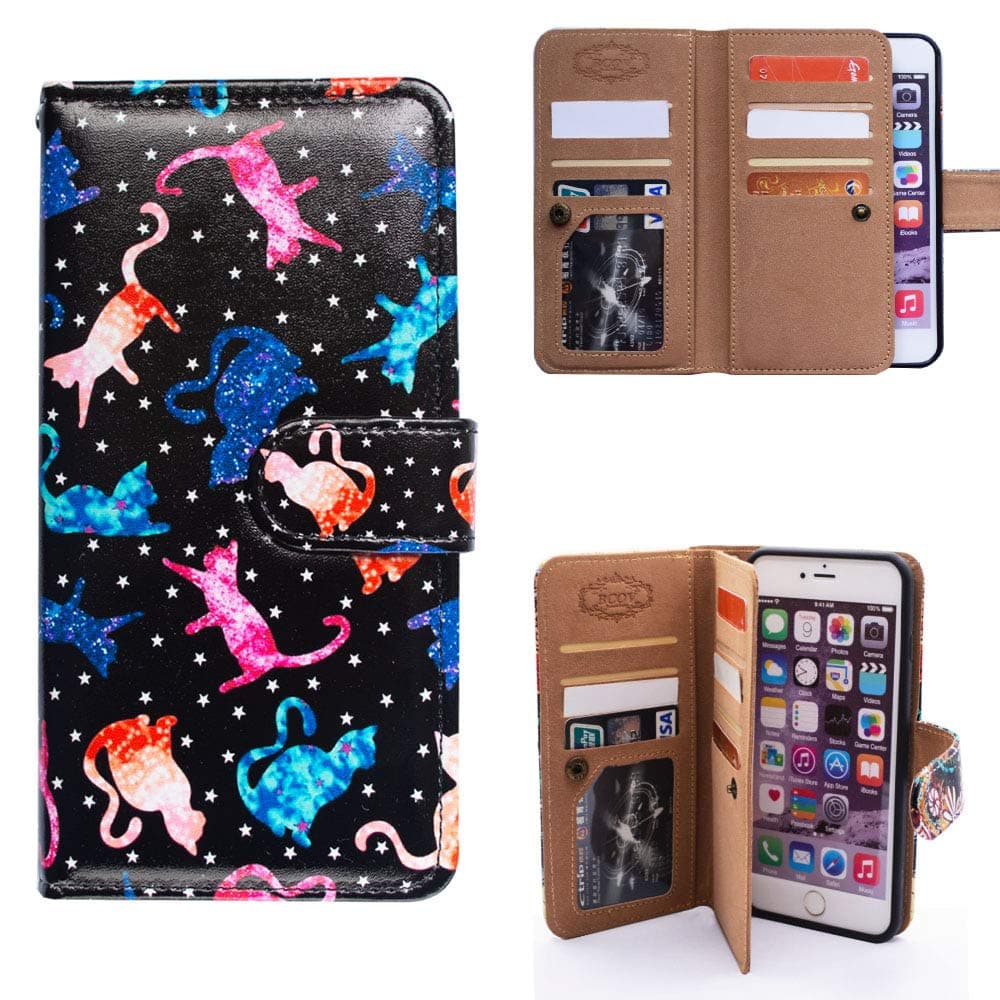 LETO iPhone 8 Plus Case,iPhone 7 Plus Case,Leather Wallet Case with Floral Design for Girls Women,Kickstand Card Slots Cover,Protective Phone Case for iPhone 7 Plus/iPhone 8 Plus Blooming Sunflowers