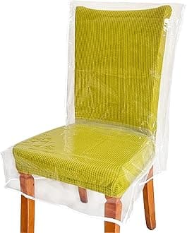 JOMMIE CHEN Plastic Chair Covers Waterproof Durable PE Material Clear Dining Room Chairs Covers Protect Against Liquids, Dust, Pet Scratches and Stains Ideal for Dining Chairs and Home (6 Pack)