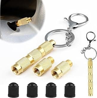 Universal Tire Deflator, 4 in 1 Brass Air Down Tire Deflator Offroad Accessories, Portable Valve Stem Tyre Pressure Relief for Bike Motor Offroad Vehicle Car SUV Truck (Four Parts Combination Pack)