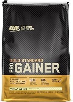 Gold Standard Pro Gainer, Weight Gainer Protein Powder, Vanilla Custard, 10.19 Pound, 28 Servings (Packaging May Vary)