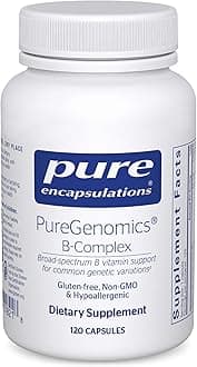 PureGenomics B-Complex - Broad Spectrum B Vitamin Support for Genetic Expression, Cellular Function, Hormone Production & Energy Metabolism* - with Vitamin B12 & B6-120 Capsules