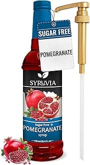 Syruvia Sugar-Free Pomegranate Syrup, Flavored Syrup for Drinks, Cocktails, Lemonades, Iced Teas, and Desserts – 25.4 fl oz, With Pump