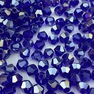 600pcs Bicone Crystal Beads 3mm Crystal Glass Faceted Beads for Necklace Bracelet Earrings DIY Jewelry Crafts Making Supplies(Sapphire Blue AB)