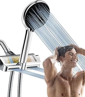 Filtered Shower Head High Pressure Handheld Shower Head with Filter Dual Shower Head with 79" Hose Water Softener Filters for Hard Water Remove Chlorine and Harmful Substance Matte Black