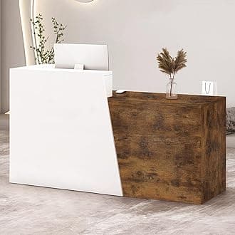 Modern Reception Desk with Counter & Drawers, Front Desk Reception Counter for Salon/Office/Lobby Brown 70.9" × 16.5" × 39.4"