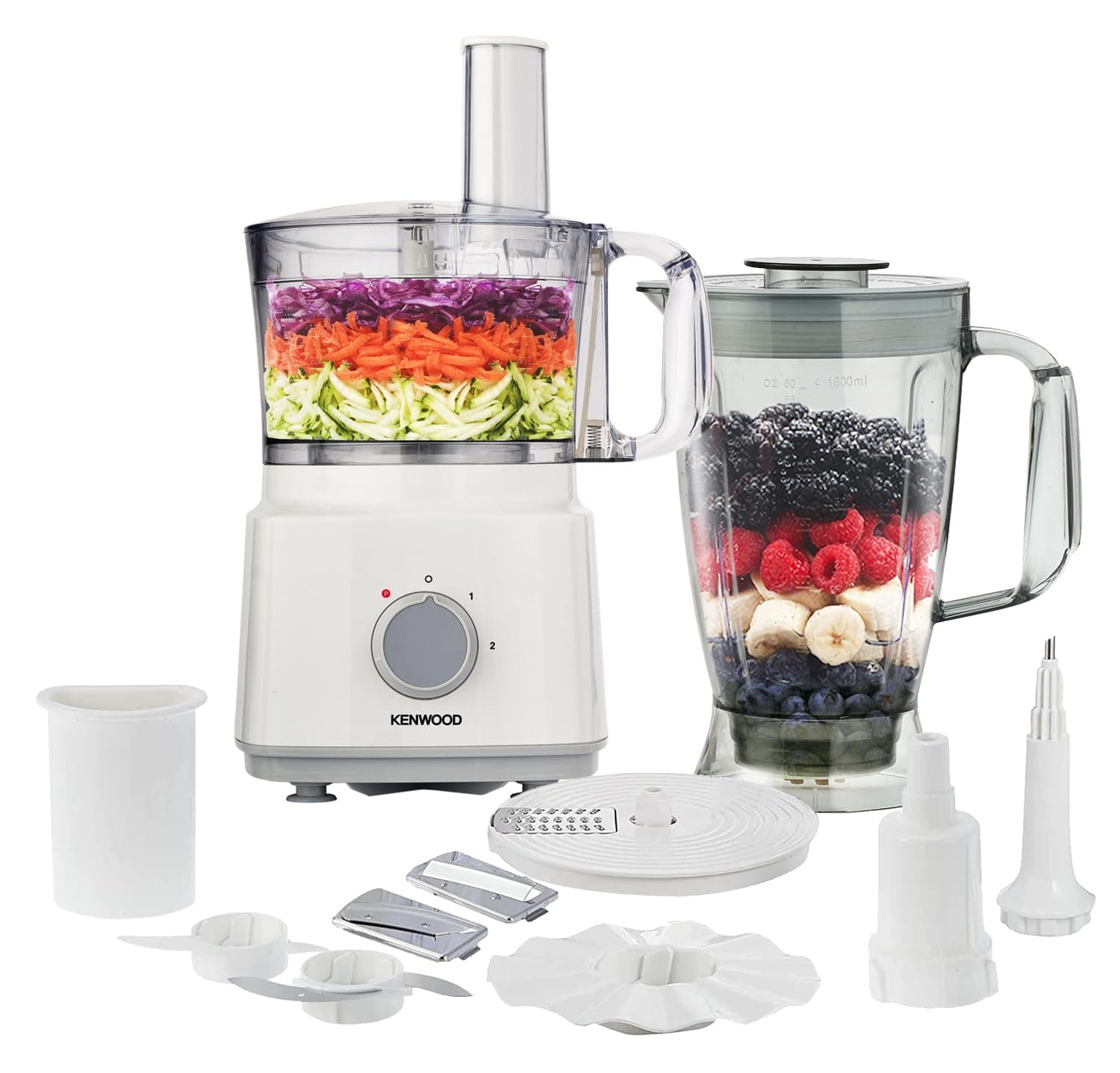 Kenwood Food Processor 750W Multi-Functional With 3 Interchangeable Disks, Blender, Whisk, Dough Maker Fdp03 White