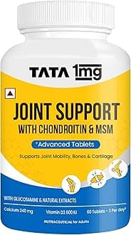 Tata 1mg Joint Support Advanced Tablet with Glucosamine, MSM, & Chondroitin, For Men & Women, Pack of 60 Tablets
