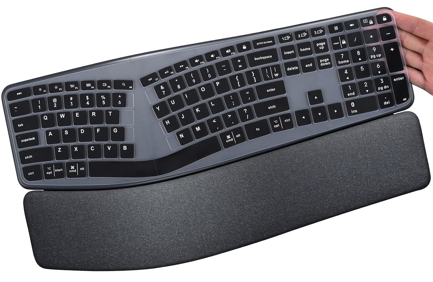 Keyboard Cover Compatible with Logitech Ergo K860 Wireless Ergonomic Keyboard, Logitech K860 Accessories, K860 Keyboard Keyboard Protector Skin,Black