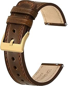 BISONSTRAP Leather Watch Straps, Classic Oil Waxed Leather, Quick Release Replacement Band for Men and Women, Band Width 18mm 20mm 22mm