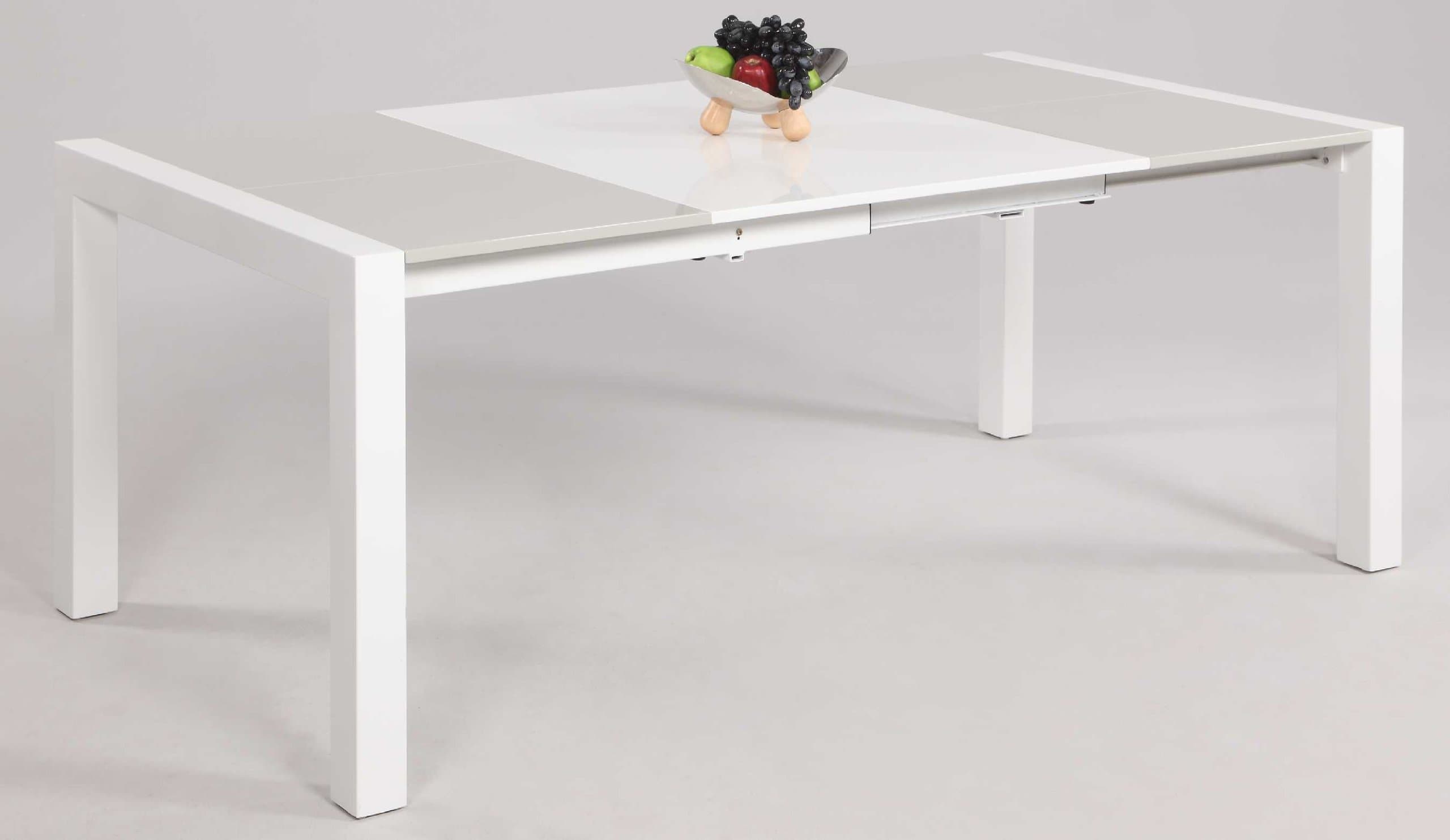 Chintaly Gina Lacquer Parson Extendable Dining Table in White/Grey