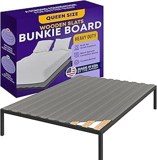 Greaton, Wooden Queen Bed Slats for Support Under Mattress with Cover – Replacement Wood Slats for Queen Size Bed Frame – Under Mattress Support Without Extra Height – 3.38-Inch Standard Width