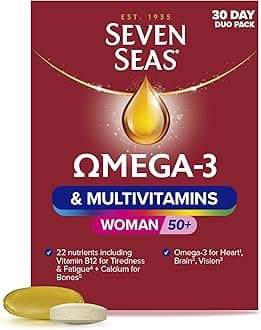Omega-3 and Multivitamins Woman 50plus, with Vitamin B12 and Calcium, 30-Day Duo Pack, 30 Omega-3 Capsules and 30 Multivitamin Tablets
