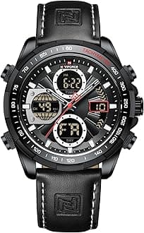 Men's Military Digital Watches Analog Quartz Waterproof Watch Sport Multifunctional Leather Wristwatch