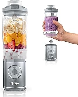 Ninja Blast Max, Portable Blender + Twist & Go, Personal Smoothie, Blend, Ice Crush, 3 Programs, Cordless, 22 oz removable Vessel, Dishwasher Safe, Leakproof, Silver, BC251SL