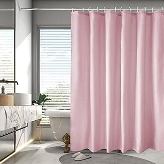 AooHome Extra Long 72x78 inch Shower Liner, Fabric Solid Color Shower Curtain Liner with Hooks, Weighted Hem, Water Repellent, Pink