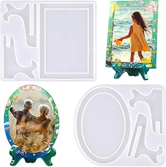 Resin Mold for Photo Frame, Picture Frame Silicone Molds with Stand Holder, Rectangle & Oval Frame Molds for Resin Casting, DIY Personalized Photo Frame for Handmade Gifts Home Decor(2 Set)