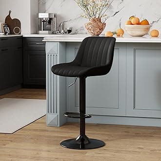 Youhauchair Bar Stools Set of 1, Swivel Counter Height Barstools with Back, Adjustable PU Leather Bar Chairs, Modern Armless Kitchen Island Stool, Black