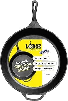 Lodge 13.25 Inch Cast Iron Pre-Seasoned Skillet – Signature Teardrop Handle ...