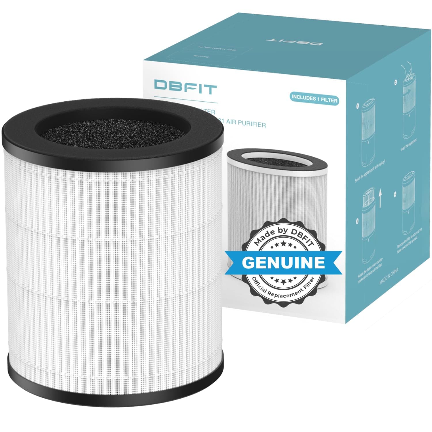 W-01 Replacement Filter Compatible W-01 Air Purifier, H13 True HEPA Filter, 3-Stage Filtration System