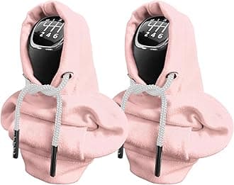 Kutyun 2PCS Gear Shift Cover, Car Shift Cover, Shift Knob Hoodie, Winter Warm Mini Hoodie for Car Shifter, Funny Car Accessories Shift Knob Cover Universal for Cars, Truck, SUV (Pink, 2PCS)