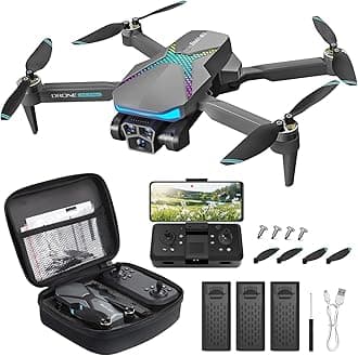 Drone with Camera for Adults, 1080P FPV Drones for kids and Beginners with Brushless Motors, Upgrade Altitude Hold, 90° Adjustable Lens, Gestures Selfie, 60 Mins Fly Time