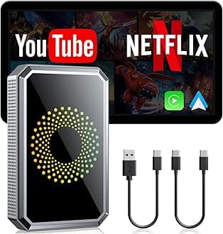 LAMTTO 3-in-1 Magic Video Box for Streaming Netflix/YouTube/TikTok, Wireless Carplay Adapter Dongle with USB Drive for OEM Wired Apple Car Play and Android Auto Cars