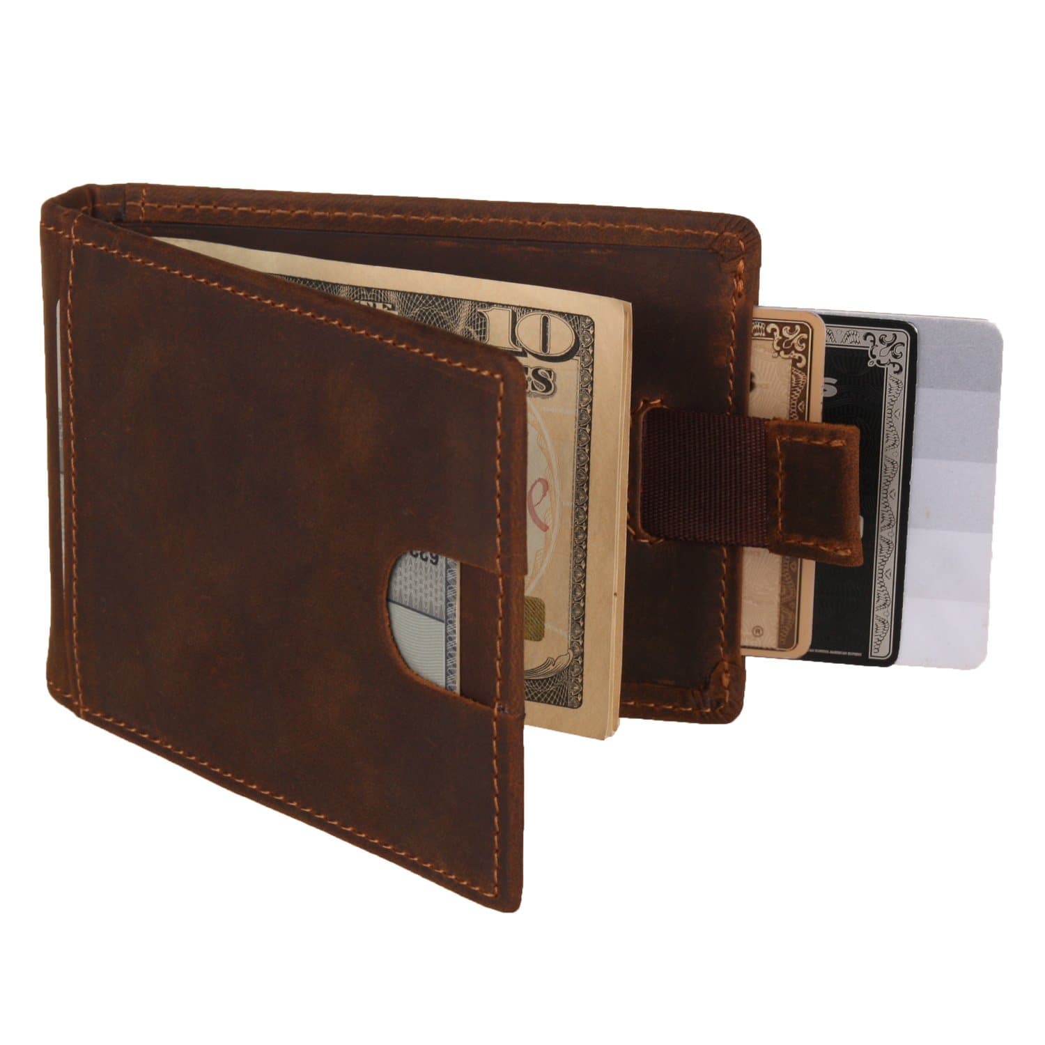 Texbo RFID Blocking Leather Slim Front Pocket Bifold Wallets ID window Men Money Clip