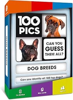 100 PICS Dogs Travel Game | Learn 100 Dog Breeds Flash Cards with Slide Reveal Case | Card Game, Gift, Stocking Stuffer | for Kids and Adults | Ages 6+