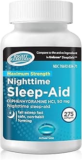 RIGHT REMEDIES Nighttime Sleep Aid Softgels, (275 softgels), Diphenhydramine HCI 50 mg, Fall Asleep Fast, Supports Deeper, Restful Sleep