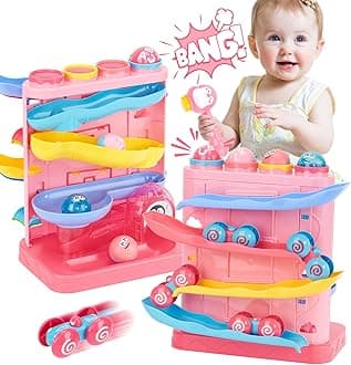 hahaland Toddler Toys for 1 Year Old Boy Birthday Gift 2 in 1 Pound Ball Toy & Car Ramp Race Track Learning Active Early Developmental Montessori Toys for 1-Year-Old Birthday Gifts