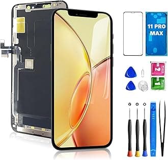 for iPhone 11 Pro Max Screen Replacement, 6.5 inch LCD Display 3D Touch Full HD Digitizer Frame Assembly, Compatible with A2161, A2220, A2218 Models, Repair Kit + Screen Tempered Protector