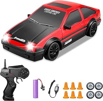 YUAN PLAN RC Drift Car Mini RC Drift Car for Adults 1:24 Remote Control Fast Racing Drift Car 2.4GHz 4WD Racing Hobby Toy Car with Headlight for Boys Girls Adults (Red)
