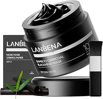 LANBENA Upgraded 2.0 Bamboo Charcoal Blackhead Remover Mask - 60 Nose Strips, Peel off & Purify Pores, Deep Cleanse for All Skin Types