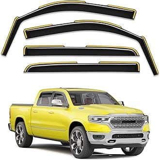 in-Channel Window Rain Guards Fit for Dodge RAM 1500 Crew Cab (New Body Style Includes TRX) 2019-2026 Rain Guard Extra Durable Window Deflectors Vent Visors Vent Shades Truck Accessories