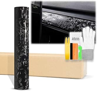 60"x360" (5FTx30FT) Matte Black 24K Chopped Forged Carbon Fiber Textured Vinyl Wrap Auto Car Sticker Decal Sticker Film Sheet Bubble Free Air Release Technology with Tool Kit