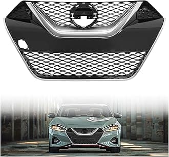 KUAFU Front Grill Compatible with 2016-2018 Nissan Maxima 623104RA0A NI1200284 Upper Bumper Grille Painted+Chrome Black&Silvery