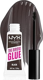 NYX Professional Makeup Brow Gel, The Brow Glue, Tinted Eye Brow Gel, Instant Brow Styler for Laminated Brow Look with 24 Hour Extreme Hold, Non-Sticky, Black