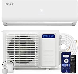 DELLA Vario Series 12000 BTU Mini Split AC, Work with Alexa and Wifi, 20.5 SEER2 Cools Up to 550 Sq.Ft, Energy Efficient Ductless Inverter System, Heat Pump Pre-Charged and 16.4ft Installation Kits