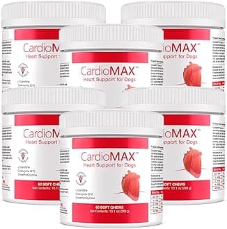 Heart Support Supplement for Dogs - L-Taurine, L-Carnitine, EPA & DHA, Coenzyme Q10 - Aids Circulatory Strength, Cardiovascular Support, Heart Muscle Function - Made in USA - 360 Soft Chews