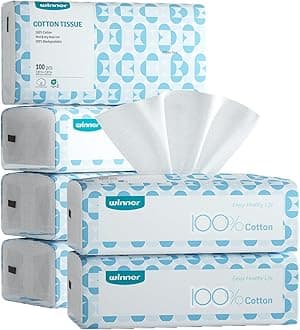 Soft Face Towels, 100% USDA Biobased Facial Towels, Unscented Cotton Tissues for Sensitive Skin, OEKO-TEX Certified Face Towelettes Disposable, Makeup Remover Dry Wipes, 600 Count, Pack of 6